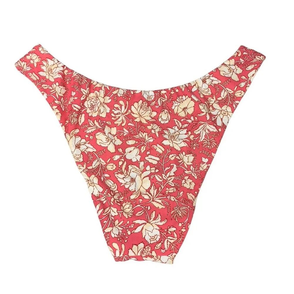 New! J. Crew Sz Small Curved Waist Cheeky Bikini Bottom Pink Tossed Floral BH553